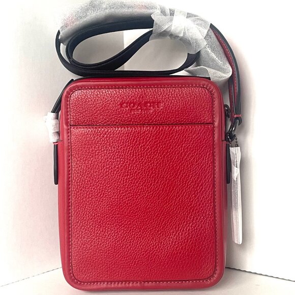 Coach Sullivan Bold Red Pebbled Leather Crossbody CAT81